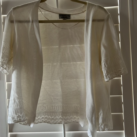 Signature By Robbie Bee Delicate White Cardigan Lace Detail Shrug - Picture 7 of 7